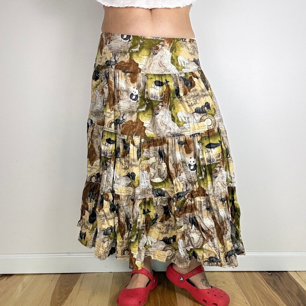 Handmade circular tiered skirt animal print plus size 1X